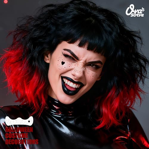 HQ Joker Face Tattoo Stickers - Black & Red Waterproof (8 Sheets)