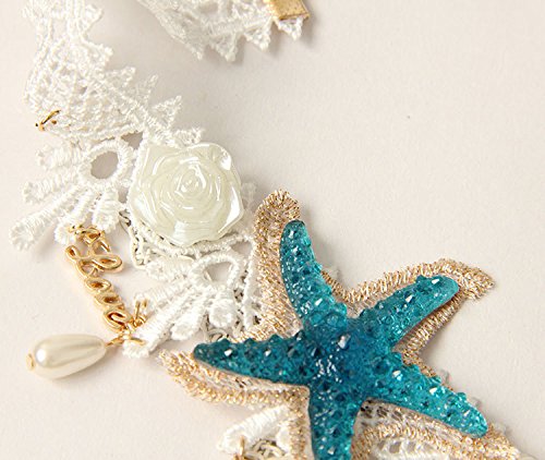 Bodermincer Summer Beach Style Bohemia Wedding Flower Head Wreath for Woman Party Mermaid Sea Star Starfish Decorations Charm Hairbands Mermaid Hair Accessories Mermaid Costume (Starfish Necklace)