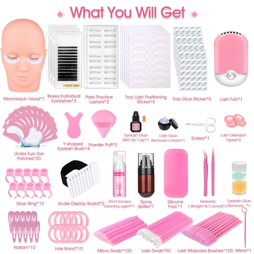 484 Pcs Lash Extension Kit for Beginners, Professional Eye Lashes Extension Kit