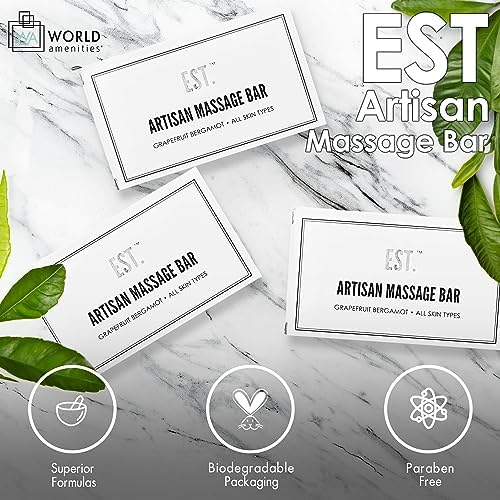 EST. Soothing Moisturizing Massage Bar with Grapefruit-Bergamot fragrance, Biodegradable/Recyclable Box, Hotel Airbnb and Rentals Amenities, 1.5oz / 42gm, Pack of 48