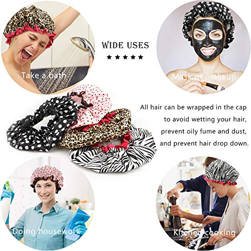 Waterproof Shower Caps for Women (4-Pack)