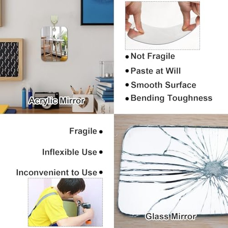 2 Pack 6x8 Inch Acrylic Shaving Mirror - Handheld & Wall Mount