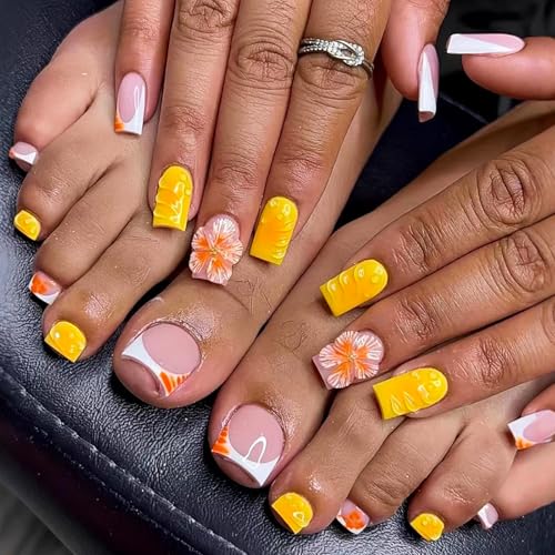 48Pc Press On Nails & Toenails Set with Glue Stickers