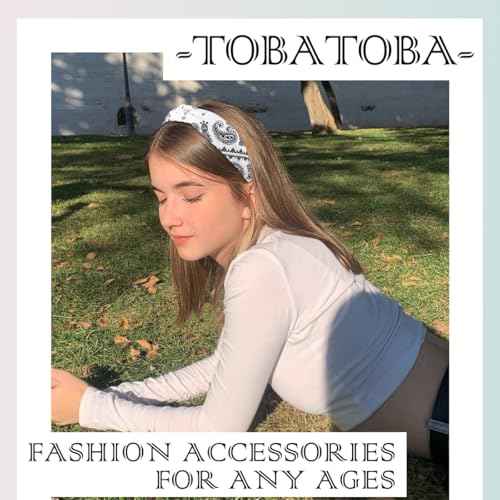 TOBATOBA Bandana Headbands: Paisley Prints, Boho Style Headwraps for Women and Girls - Non-Slip Hair Accessories in Red, White, and Black
