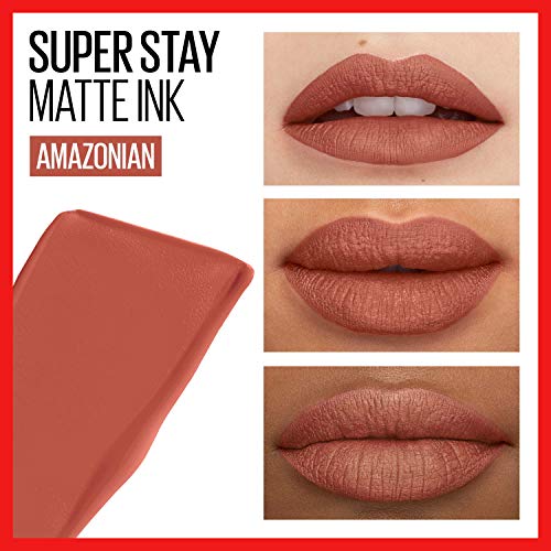 MAYBELLINE Super Stay Matte Ink Liquid Lipstick Makeup Long Lasting High Impact Color Up to 16H Wear Amazonian Nude Brown and Self-Starter Light Red