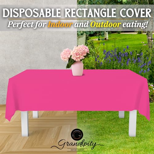 Grandipity Hot Pink 12 Pack Premium Disposable Plastic Tablecloth 54 Inch. x 108 Inch. Decorative Rectangle Table Cover