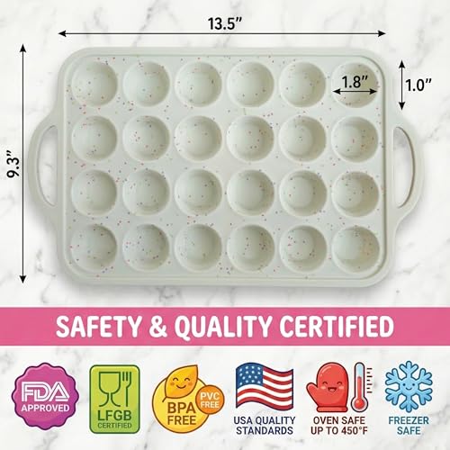 BAKE BOSS Mini Muffin Pan – 24 Cup Silicone Molds, 2 Pack