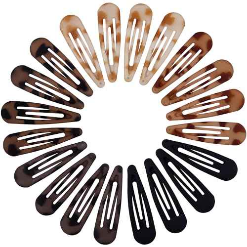 Small Hair Barrettes For Women No Slips Metal Snap Clips For Thin And Fine Hair,Matte Black Tortoiseshell,20 PCS,1.97 x 0.5 Inch.
