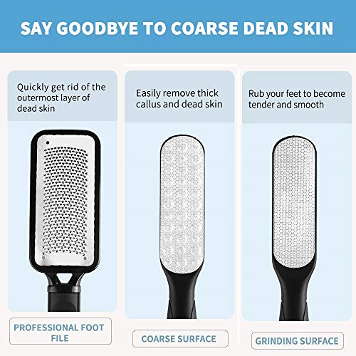 Fu Store Black Dual-Sided Foot File & Callus Remover - 2 Pack Pedicure Tool