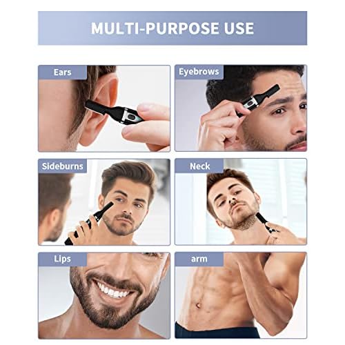 Eyebrow Trimmer, Electric Eyebrow Razor for Women Men, Rechargeable Painless LED Light Facial Hair Shaver Remover with Rinseable Blade for Face Lips Neck Leg