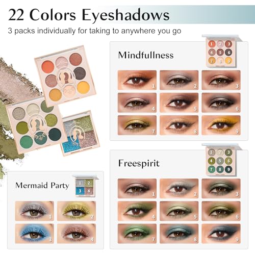 All-in-One Beginner Makeup Kit for Girls - 18 Colors, Green Case