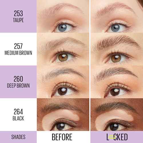 Maybelline Super Lock Brow Glue Eyebrow Gel, Lightweight and Waterproof Tinted Brow Gel For Up To 24HR Hold, Medium Brown, 1 Count