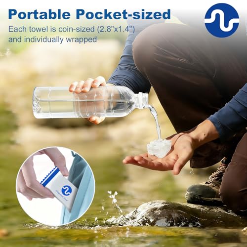Compressed Towel Tablets - 50 Pack Quick-Expand Dry/Wet Towels for Travel, Camping, Hiking, Backpacking - Ultra Portable, Individually Wrapped, Lint-free Compressed Towel