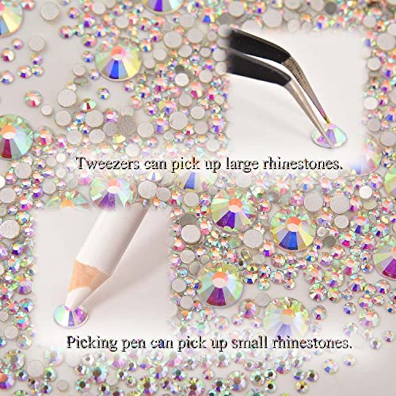 8000pc Non Hotfix Rhinestones 10 Sizes Glass Crystals Nail Art