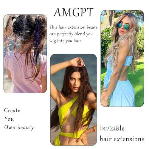 1500Pcs Silicone Beads for Hair Extensions, 5mm Silicone Lined Beads Microlink Rings Hair Extensions Tool (Black, 5mm)