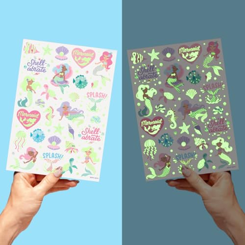 xo, Fetti Mermaid Glow in Dark Temporary Tattoos - 48 PC