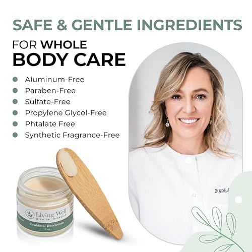 Living Well with Dr. Michelle Probiotic Whole Body Deodorant Cream | Unscented, Aluminum-Free & Paraben-Free | Natural Deodorant for Sensitive Skin, Underarms & Beyond