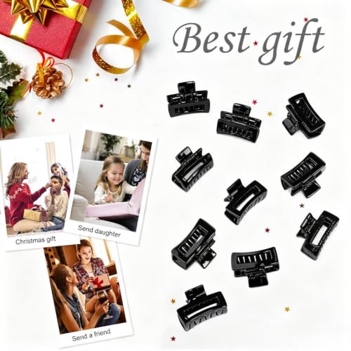 Mini Claw Hair Clips for Women & Girls, 1.5 Inch Black Hair Claw Set
