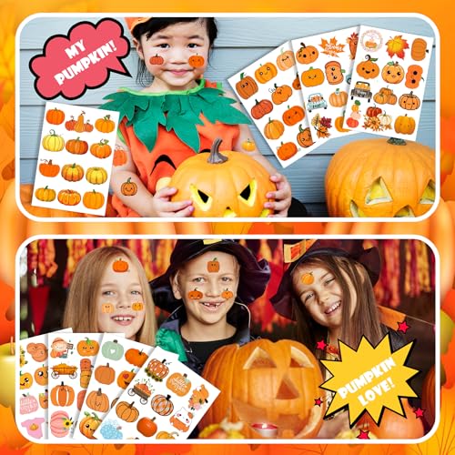 96pcs Pumpkin Temporary Tattoos for Fall & Halloween Parties