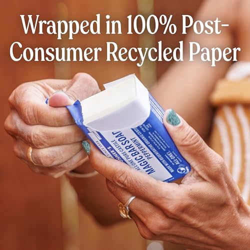 Dr. Bronner's Pure-Castile Magic Bar Soap (Peppermint, 5oz, 12-Pack) ? Made with Regenerative Organic Certified Oils, Soap Bars for Men & Women, Vegan, Cruelty-Free, Non-GMO