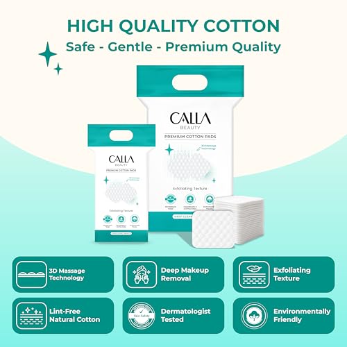 Deep Clean Cotton Pads for Face, Textured Woven Cotton Rounds, Thick & Tear-Resistant, Low Lint Makeup Remover Pads for Toner & Cleansing (Combo 2-1,000 Counts)