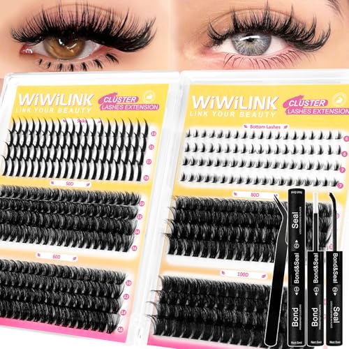 WiWiLINK A-50D+60D+80D+100D Eyelash Clusters Kit - Fluffy Wispy Volume Extensions