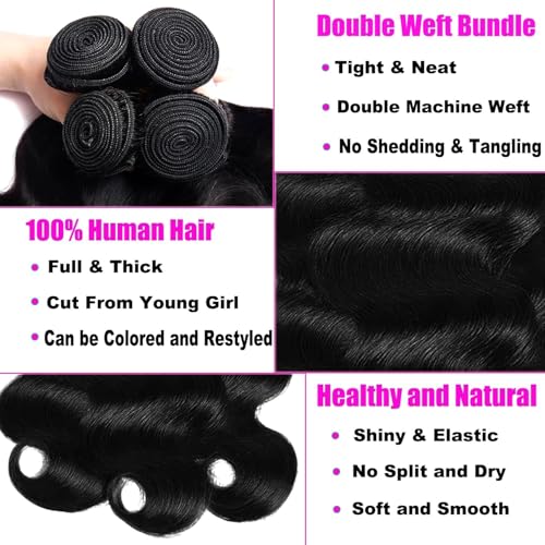 Body Wave 4 Bundles Human Hair With 5x5 Closure 12A Virgin