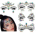 Face Gems Stickers - 4 Rainbow Rhinestone Designs, Self-Adhesive Festival Makeup