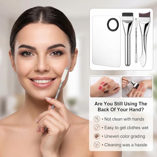 Makeup Mixing Palette Set with Brushes & Spatula - 6Pcs