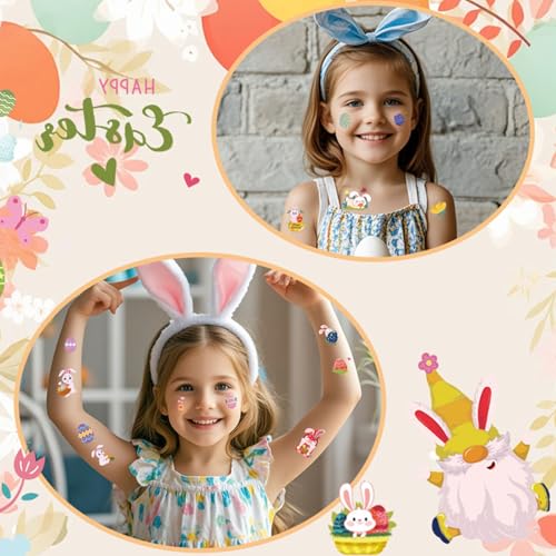 200 PCS Easter Temporary Tattoos Stickers, 20 Sheets Easter Themed Stickers for Teens and Adults, Sticker for Easter Eggs Decorations, Easter Egg Designs for Basket Stuffers and Holiday