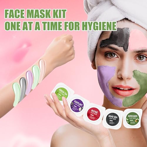 Clay Facial Mask Set - 10 Pods with Rose, Green Tea & Dead Sea Mud
