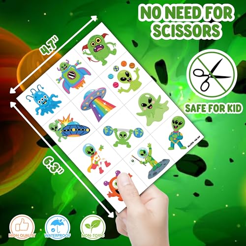 Alien Party Favors Set - 48 Tattoos & 24 Punch Balloons