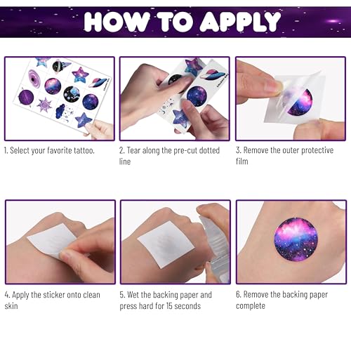 96 PCS Galaxy Temporary Tattoos for Kids – Space Party Favors