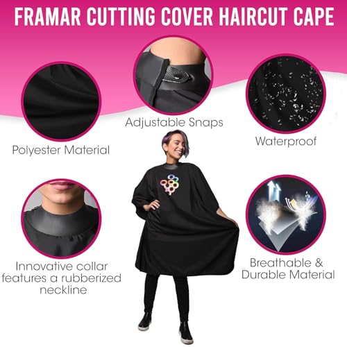FRAMAR Black Cutting Cover Hair Cutting Cape for Adults, 57x45 in
