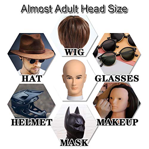 Newshair Bald Mannequin Head Male Wig Head Professional Cosmetology for Wig Making and Display Hat Helmet Glasses or Masks Display Head Model with Free Clamp Stand