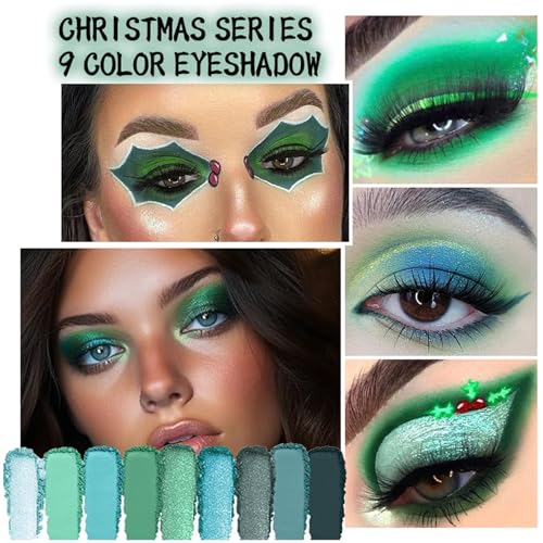 9 Colors Green Eyeshadow Palette - Waterproof Pigmented