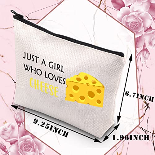 BDPWSS Cheese Gifts For Women Cheese Lover Gifts Just A Girl Who Loves Cheese Cosmetic Bag For Foodie Chef Baker Pastry Gifts Food Lovers Gifts (Girl Loves Cheese)