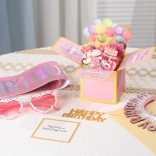 Birthday Girl Sash Headband Set - 4 Pieces Party Accessories