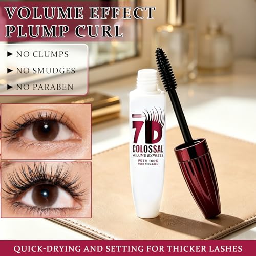 7D Waterproof Volume Mascara – Lengthening & Thickening, 2-Pack