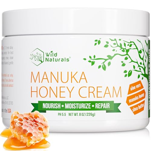 Wild Naturals Manuka Honey Moisturizer for Dry, Sensitive Skin ? Eczema Relief Face Cream ? Soothing Cream for Redness & Irritation ? Face, Hand & Body Moisturizer for Women & Men
