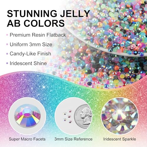 Worthofbest 40,000 Pcs 3mm Flatback Resin Rhinestones Kit with B7000 Glue