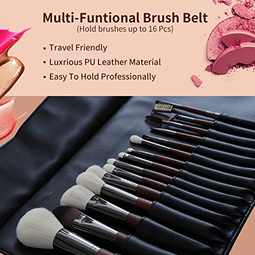 MOND'SUB Makeup Brush Case Travel, makeup brush case roll up,brush holder makeup,Holder Organizer Brushes Pouch Cosmetic Bag for Travel£¬Rolling Bag Storage Case PU Leather