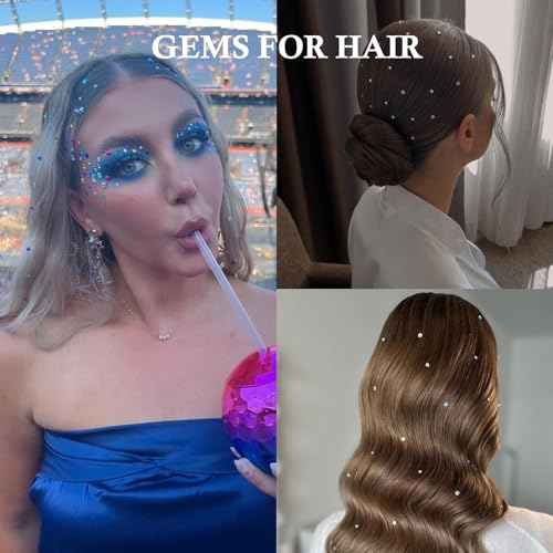 NOOEPC Self Adhesive Face Gems Stickers, Hair Gems Face Jewels Eye Jewels Rhinestones Festival Essentials Rave Accessories Rhinestone for Face, Eye, Makeup Stickers for Kids,Women