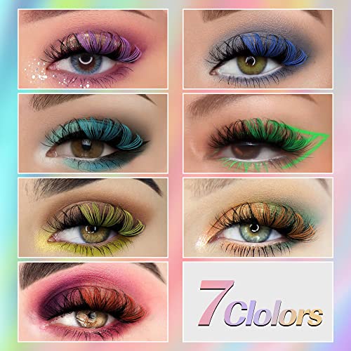 Colored Mink Lashes 7 Pairs - Rainbow 5D Fluffy False Eyelashes