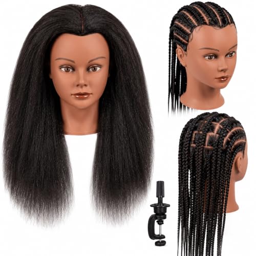 16 Inch Real Hair Mannequin Head with Clamp Stand