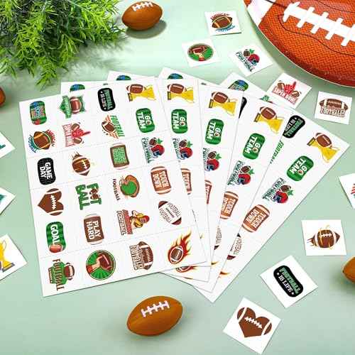 Fovths 144 Pieces Football Temporary Tattoos Football Team Tattoos Footballs Face Stickers for Touch Down Party Decorations Sports Themed Party Supplies, 24 Designs