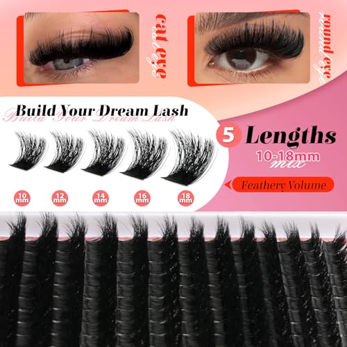 Fluffy 200D Lash Clusters Kit 10-18mm with Bond & Seal