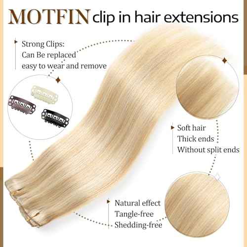 Clip in Hair Extensions Real Human Hair, 24 inch 120g, Balayage Invisible Remy Human hair Clip in Extensions for Women Seamless Straight 8Pcs Double Weft Dark Blonde Highlighted Bleach Blonde