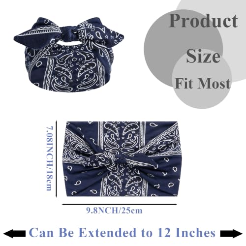FULZTEY Wide Bow Headbands for Women - 4PC Paisley Print Set