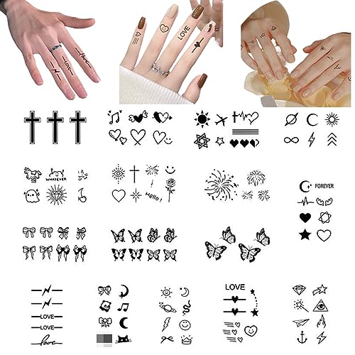 INKARTLINK Tattoo Tech, 16 Sheet Small Semi Permanent Tattoo, Temporary Tattoos, Last 1-2 Weeks, Waterproof, Realistic Look, No Adhesive, No Reflection (2¡¿3inch Small Meaningful Design)